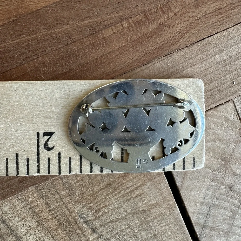 VTG James Avery Fruit Basket Brooch Pin‎ 1.625 Inch Retired Rare Sterling 11.7g